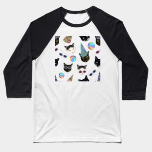 Birthday Cat Party Festive Pattern Baseball T-Shirt